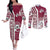Qatar Football Couples Matching Off The Shoulder Long Sleeve Dress and Long Sleeve Button Shirt The Maroons Soccer - Road To Champion
