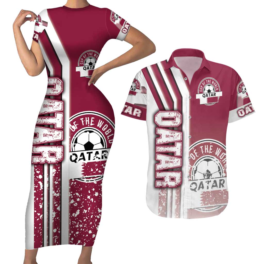 Qatar Football Couples Matching Short Sleeve Bodycon Dress and Hawaiian Shirt The Maroons Soccer - Road To Champion