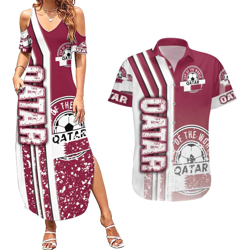 Qatar Football Couples Matching Summer Maxi Dress and Hawaiian Shirt The Maroons Soccer - Road To Champion