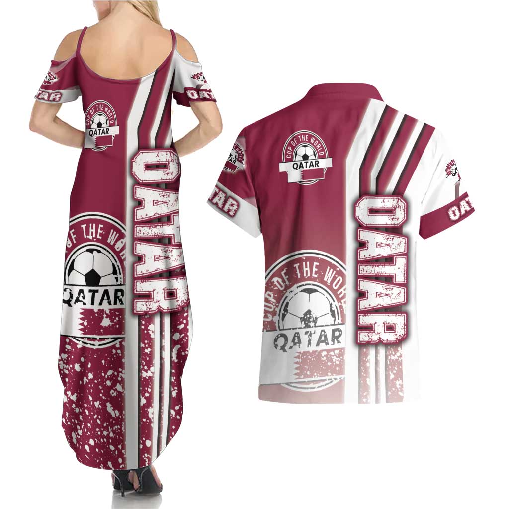 Qatar Football Couples Matching Summer Maxi Dress and Hawaiian Shirt The Maroons Soccer - Road To Champion