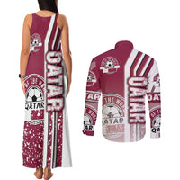 Qatar Football Couples Matching Tank Maxi Dress and Long Sleeve Button Shirt The Maroons Soccer - Road To Champion