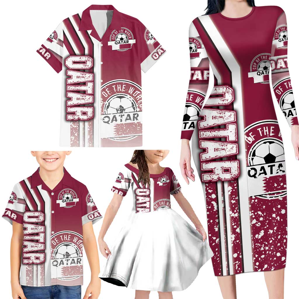 Qatar Football Family Matching Long Sleeve Bodycon Dress and Hawaiian Shirt The Maroons Soccer - Road To Champion - Wonder Print Shop