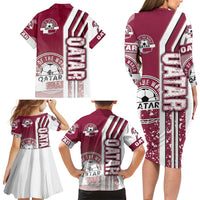 Qatar Football Family Matching Long Sleeve Bodycon Dress and Hawaiian Shirt The Maroons Soccer - Road To Champion - Wonder Print Shop
