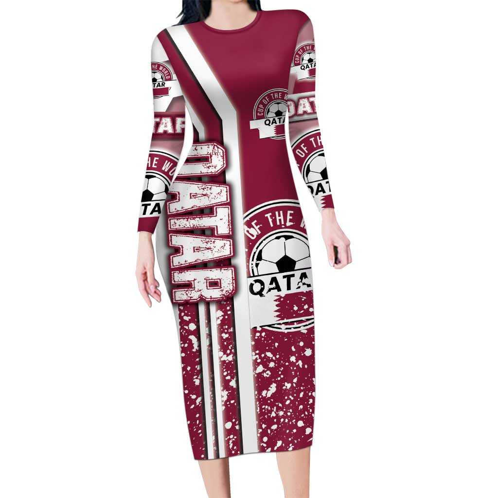 Qatar Football Family Matching Long Sleeve Bodycon Dress and Hawaiian Shirt The Maroons Soccer - Road To Champion - Wonder Print Shop