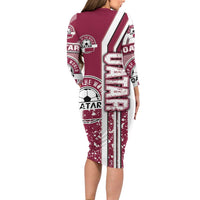 Qatar Football Family Matching Long Sleeve Bodycon Dress and Hawaiian Shirt The Maroons Soccer - Road To Champion - Wonder Print Shop