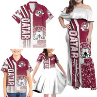 Qatar Football Family Matching Off Shoulder Maxi Dress and Hawaiian Shirt The Maroons Soccer - Road To Champion - Wonder Print Shop