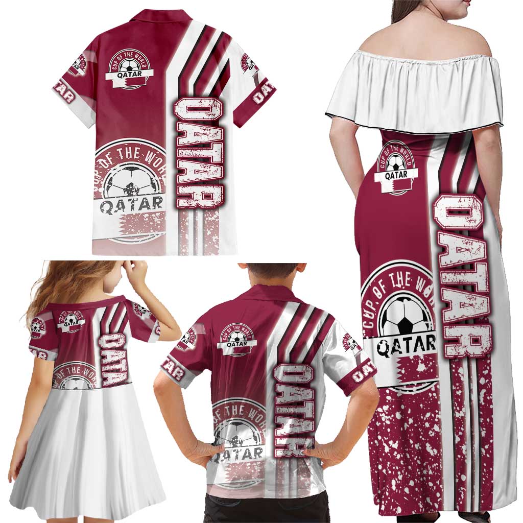 Qatar Football Family Matching Off Shoulder Maxi Dress and Hawaiian Shirt The Maroons Soccer - Road To Champion - Wonder Print Shop