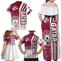 Qatar Football Family Matching Off Shoulder Maxi Dress and Hawaiian Shirt The Maroons Soccer - Road To Champion - Wonder Print Shop