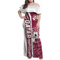 Qatar Football Family Matching Off Shoulder Maxi Dress and Hawaiian Shirt The Maroons Soccer - Road To Champion - Wonder Print Shop