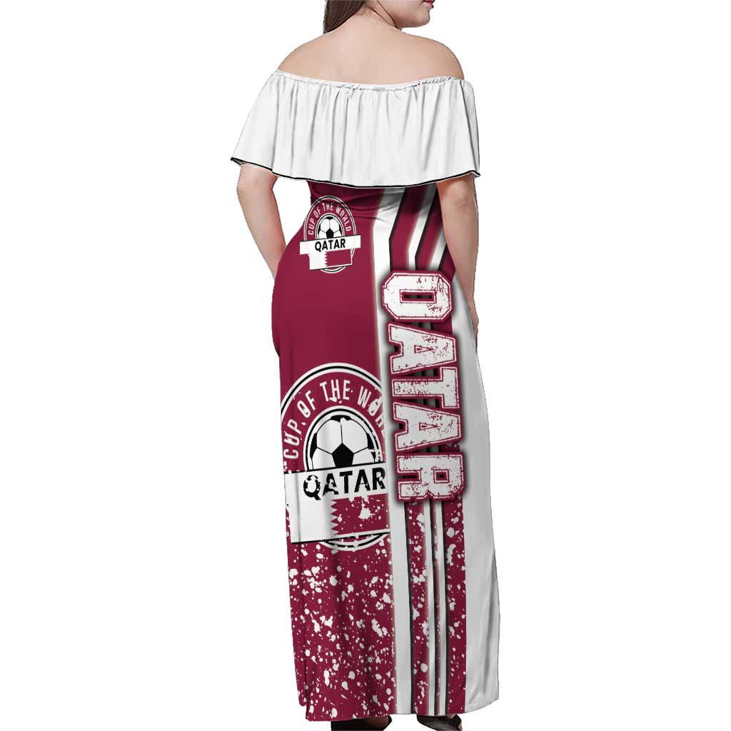 Qatar Football Family Matching Off Shoulder Maxi Dress and Hawaiian Shirt The Maroons Soccer - Road To Champion - Wonder Print Shop