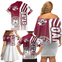 Qatar Football Family Matching Off Shoulder Short Dress and Hawaiian Shirt The Maroons Soccer - Road To Champion - Wonder Print Shop