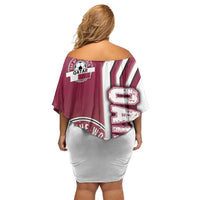 Qatar Football Family Matching Off Shoulder Short Dress and Hawaiian Shirt The Maroons Soccer - Road To Champion - Wonder Print Shop