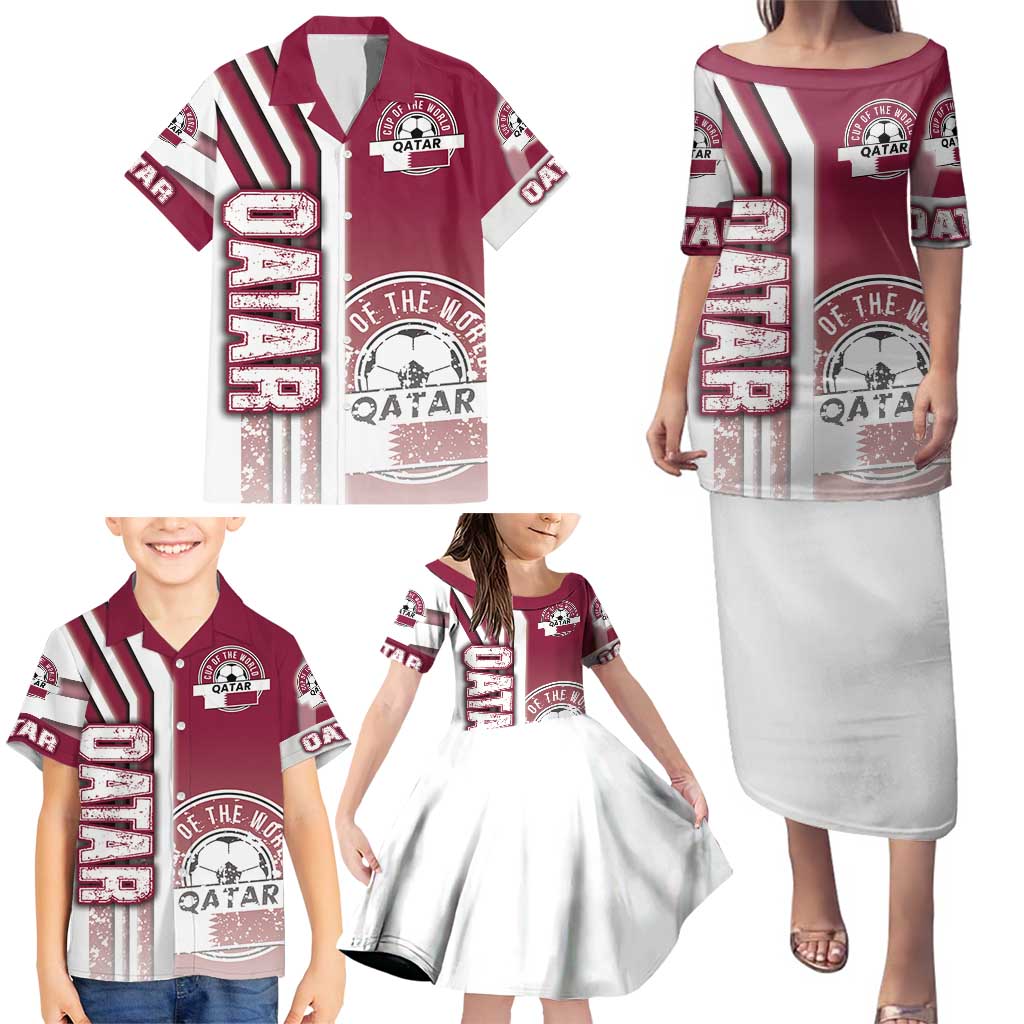Qatar Football Family Matching Puletasi and Hawaiian Shirt The Maroons Soccer - Road To Champion