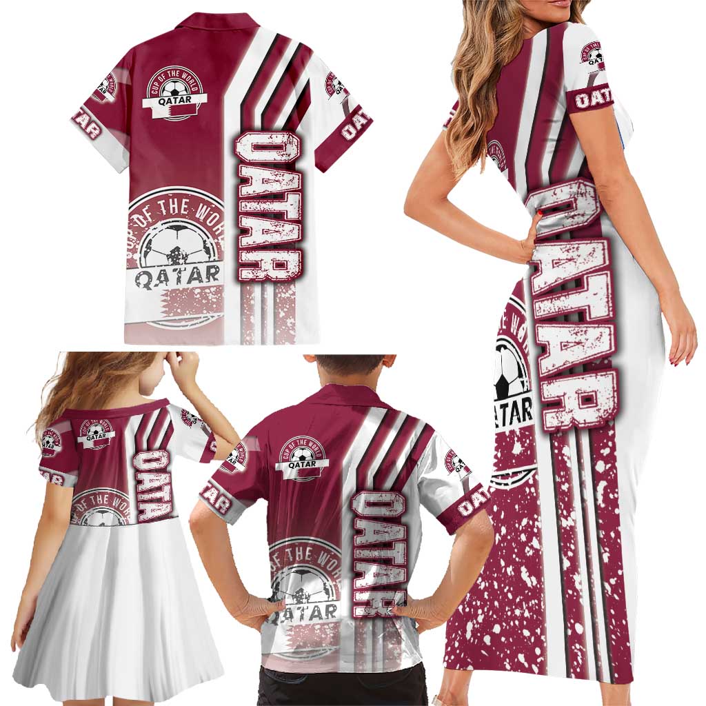 Qatar Football Family Matching Short Sleeve Bodycon Dress and Hawaiian Shirt The Maroons Soccer - Road To Champion - Wonder Print Shop