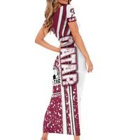 Qatar Football Family Matching Short Sleeve Bodycon Dress and Hawaiian Shirt The Maroons Soccer - Road To Champion - Wonder Print Shop