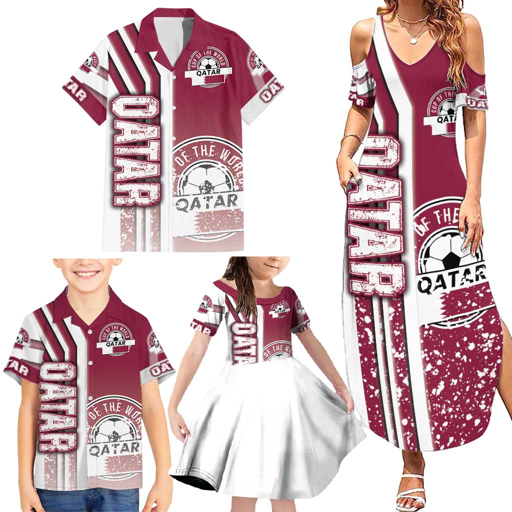Qatar Football Family Matching Summer Maxi Dress and Hawaiian Shirt The Maroons Soccer - Road To Champion - Wonder Print Shop