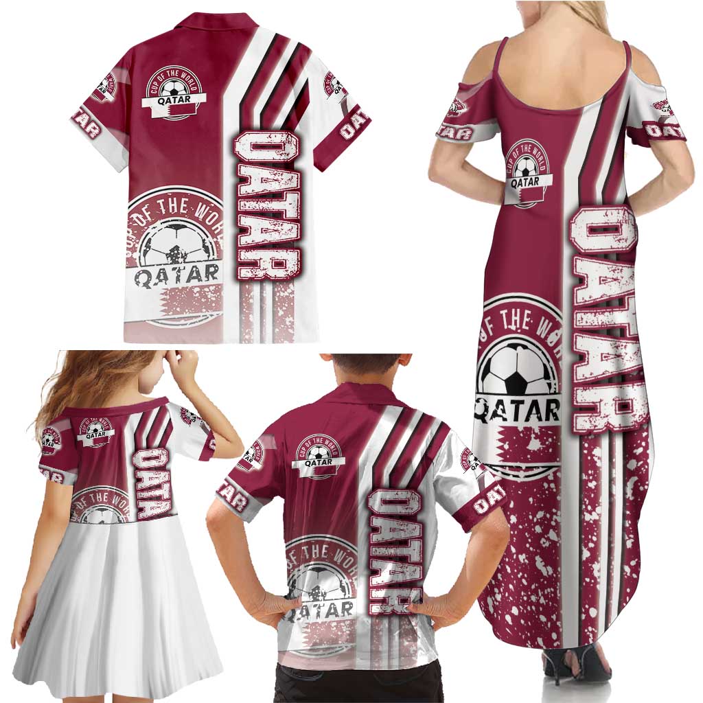 Qatar Football Family Matching Summer Maxi Dress and Hawaiian Shirt The Maroons Soccer - Road To Champion - Wonder Print Shop