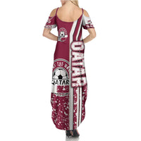 Qatar Football Family Matching Summer Maxi Dress and Hawaiian Shirt The Maroons Soccer - Road To Champion - Wonder Print Shop