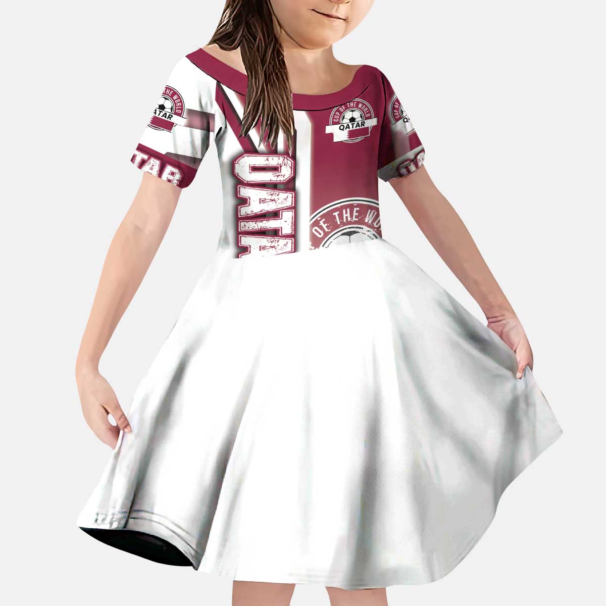 Qatar Football Kid Short Sleeve Dress The Maroons Soccer - Road To Champion - Wonder Print Shop