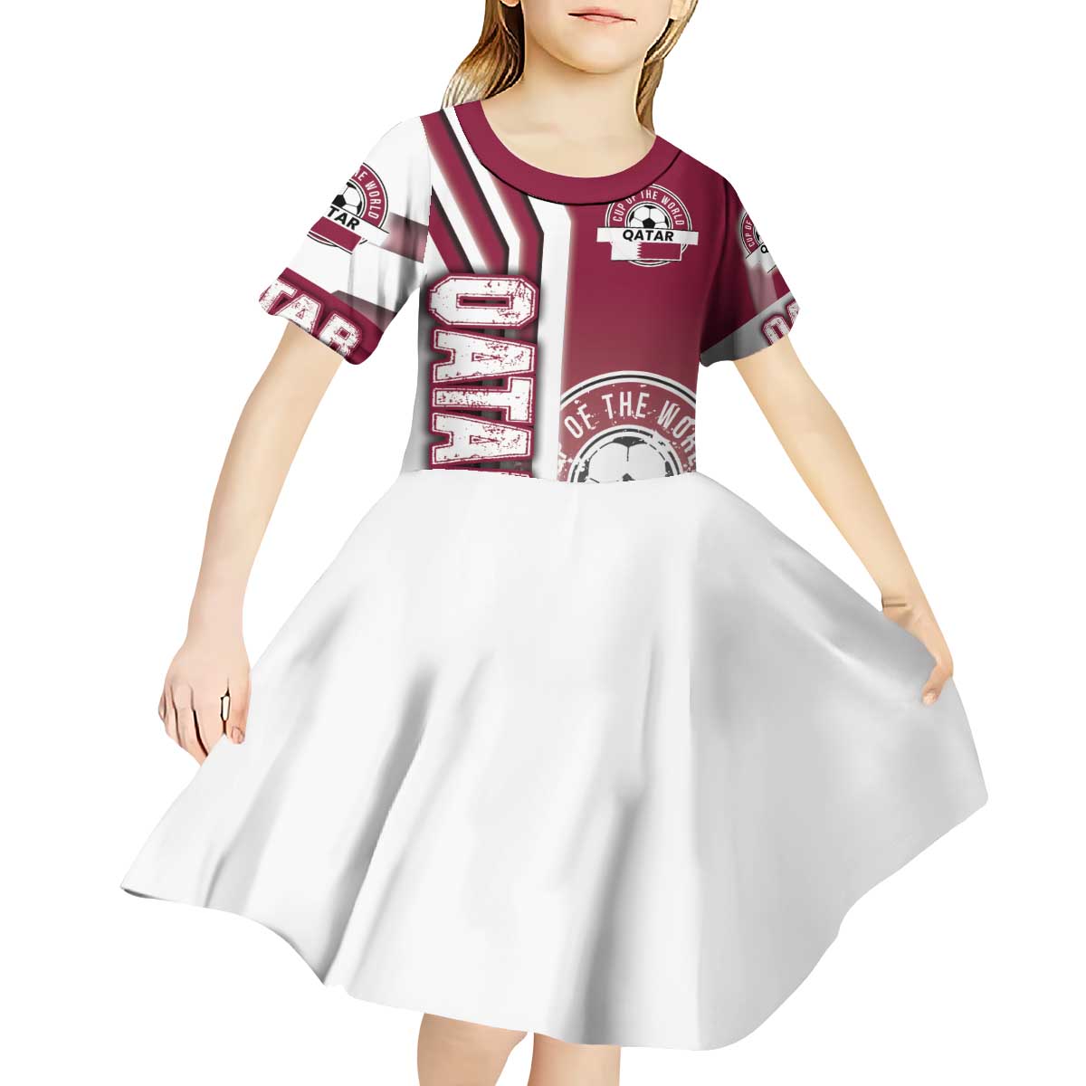 Qatar Football Kid Short Sleeve Dress The Maroons Soccer - Road To Champion - Wonder Print Shop