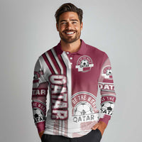 Qatar Football Long Sleeve Polo Shirt The Maroons Soccer - Road To Champion - Wonder Print Shop
