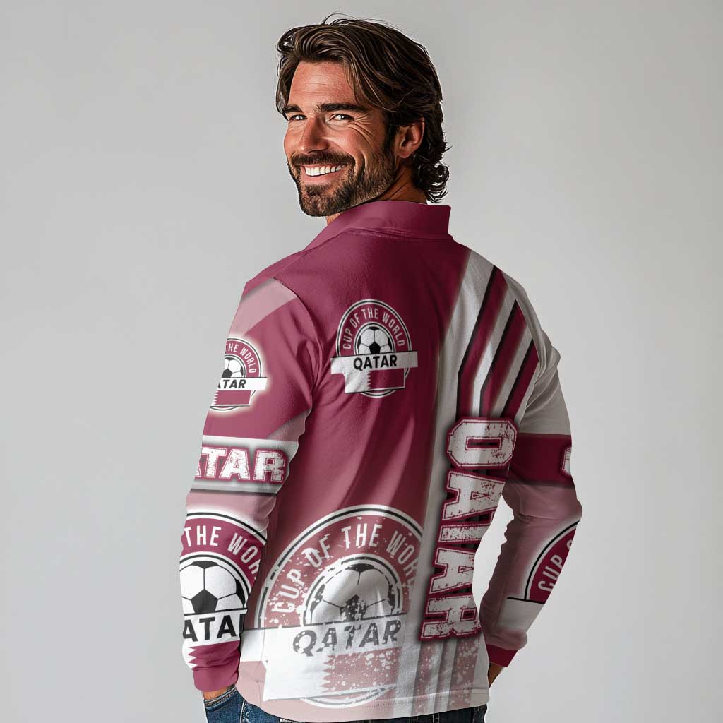 Qatar Football Long Sleeve Polo Shirt The Maroons Soccer - Road To Champion - Wonder Print Shop