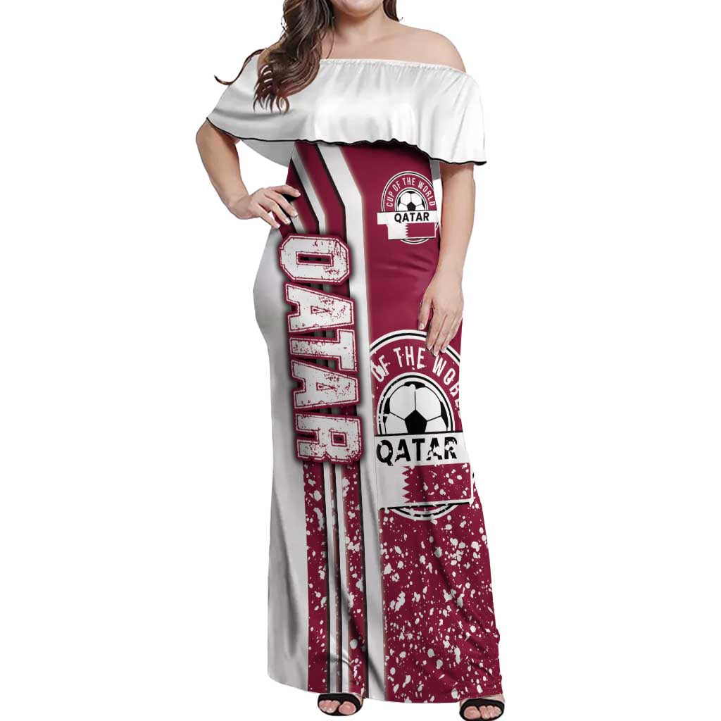 Qatar Football Off Shoulder Maxi Dress The Maroons Soccer - Road To Champion - Wonder Print Shop