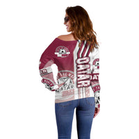 Qatar Football Off Shoulder Sweater The Maroons Soccer - Road To Champion - Wonder Print Shop