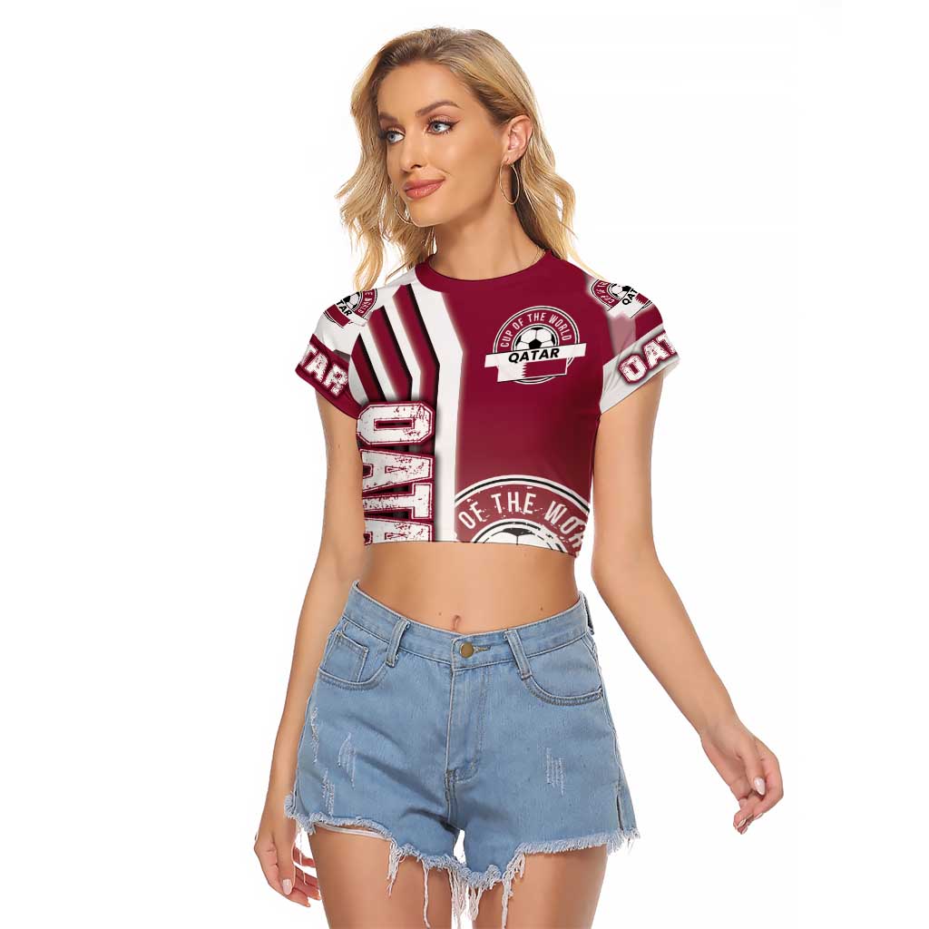 Qatar Football Raglan Cropped T Shirt The Maroons Soccer - Road To Champion - Wonder Print Shop