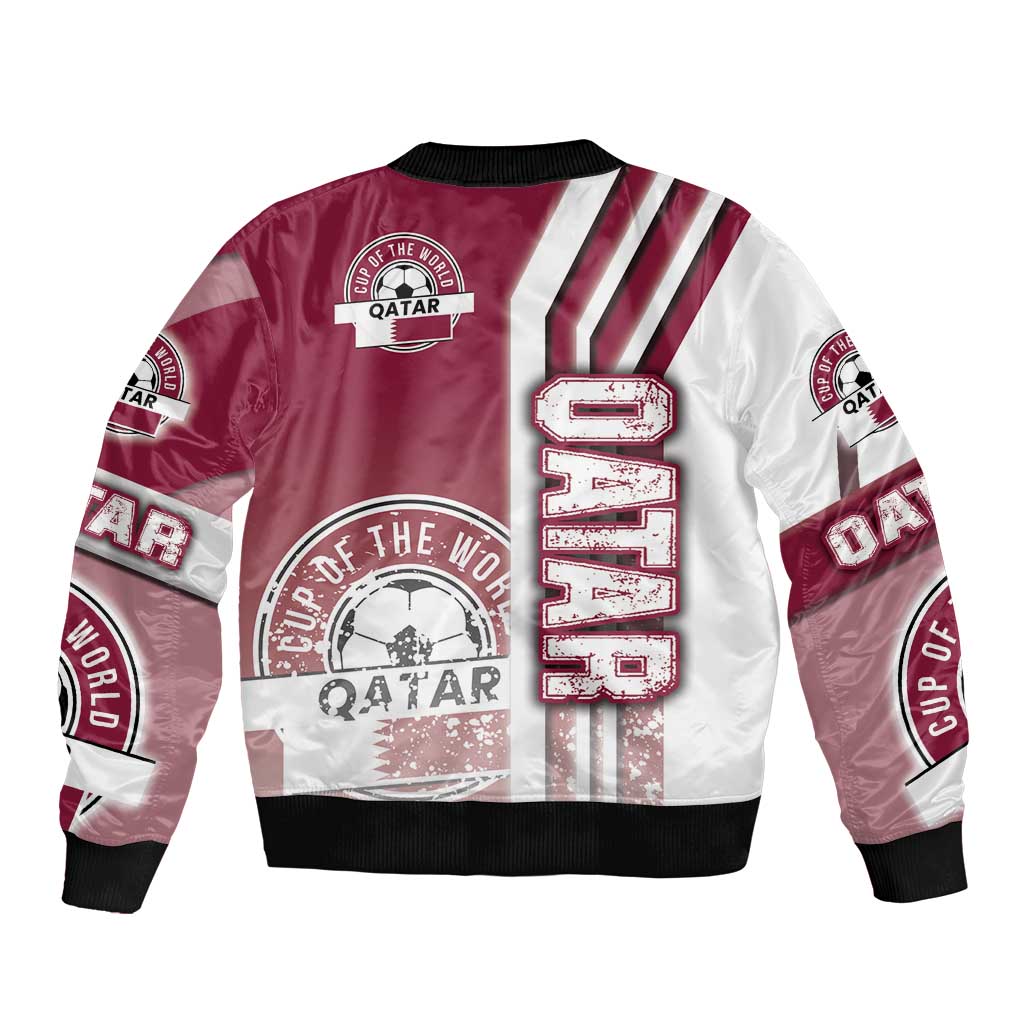 Qatar Football Sleeve Zip Bomber Jacket The Maroons Soccer - Road To Champion - Wonder Print Shop
