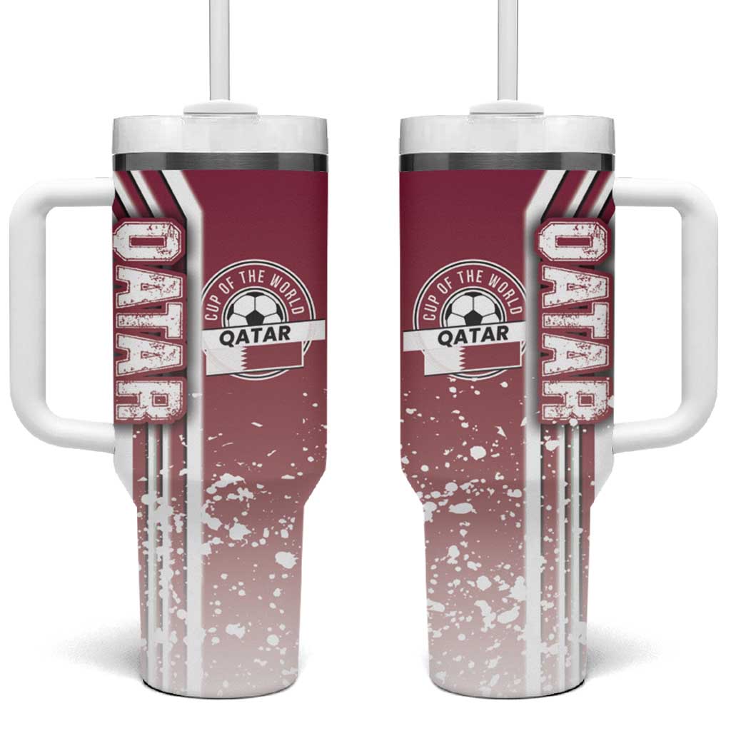 Qatar Football Tumbler With Handle The Maroons Soccer - Road To Champion - Wonder Print Shop
