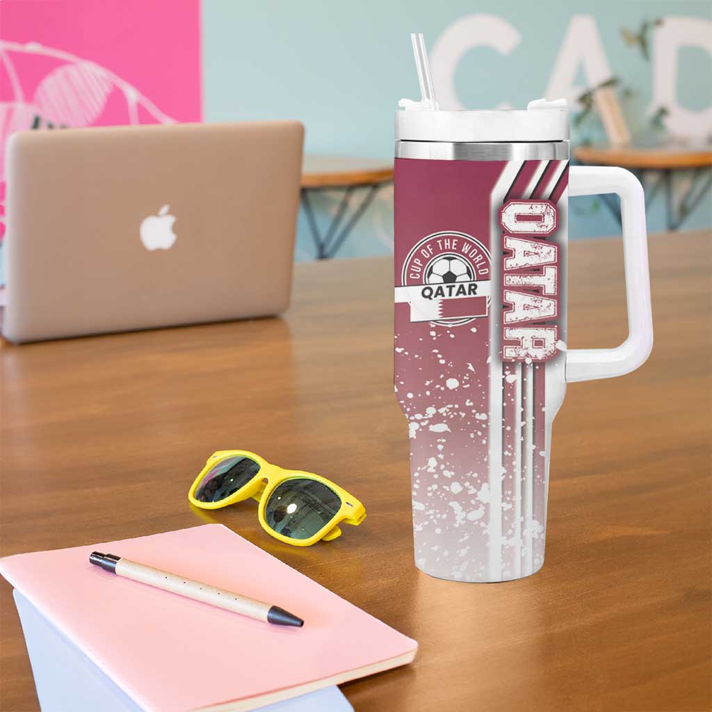 Qatar Football Tumbler With Handle The Maroons Soccer - Road To Champion - Wonder Print Shop