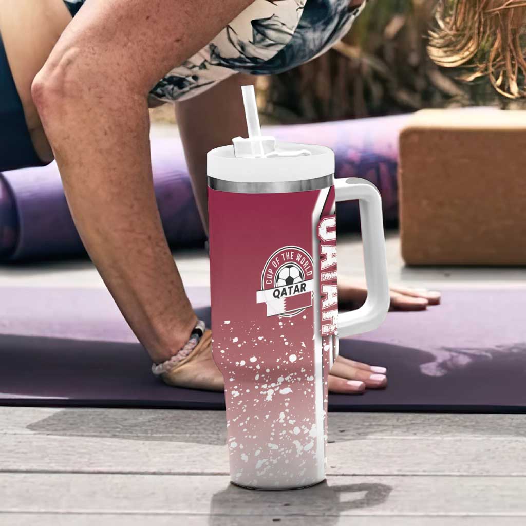 Qatar Football Tumbler With Handle The Maroons Soccer - Road To Champion - Wonder Print Shop