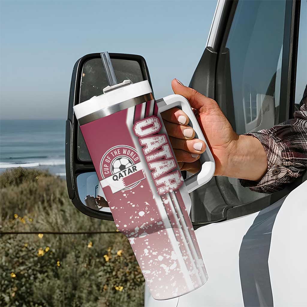 Qatar Football Tumbler With Handle The Maroons Soccer - Road To Champion - Wonder Print Shop