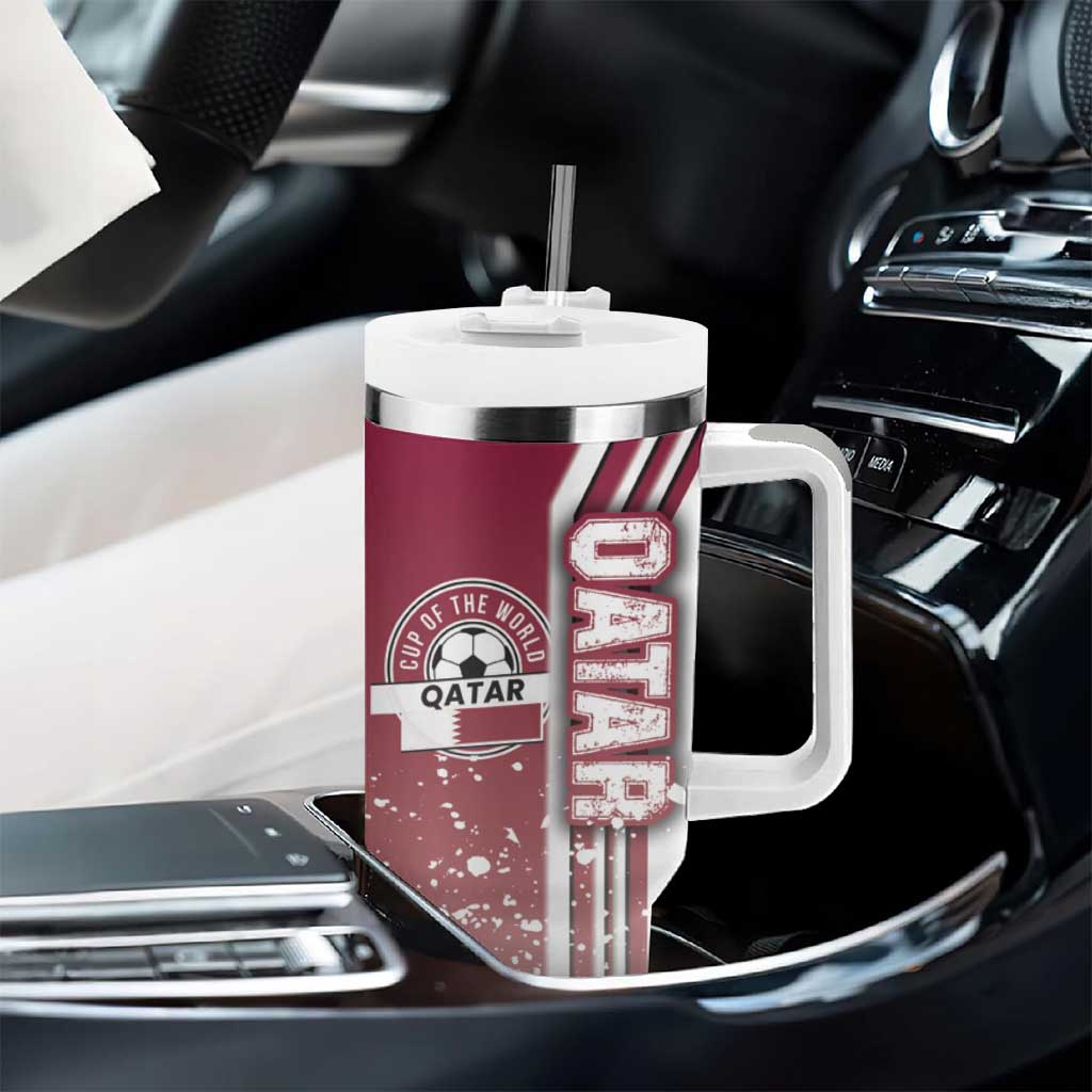 Qatar Football Tumbler With Handle The Maroons Soccer - Road To Champion - Wonder Print Shop