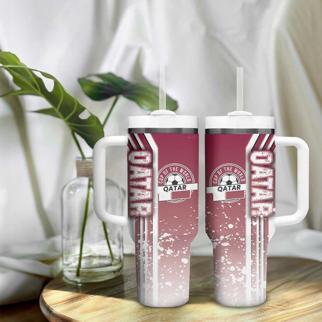 Qatar Football Tumbler With Handle The Maroons Soccer - Road To Champion - Wonder Print Shop
