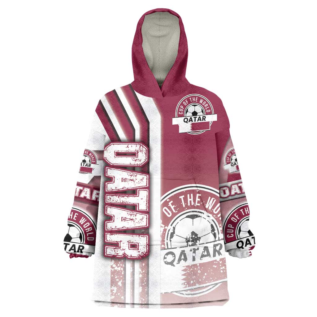 Qatar Football Wearable Blanket Hoodie The Maroons Soccer - Road To Champion - Wonder Print Shop