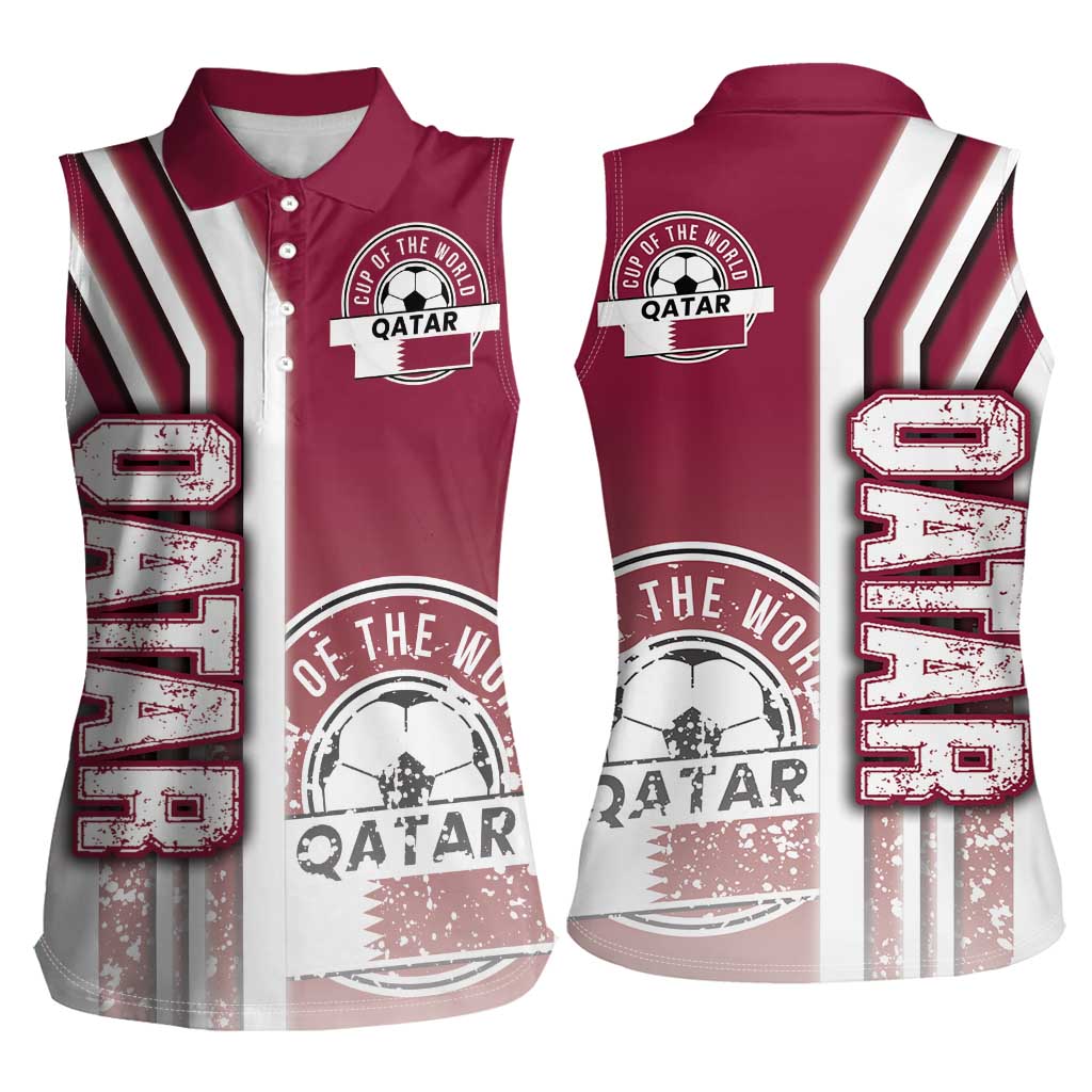 Qatar Football Women Sleeveless Polo Shirt The Maroons Soccer - Road To Champion - Wonder Print Shop