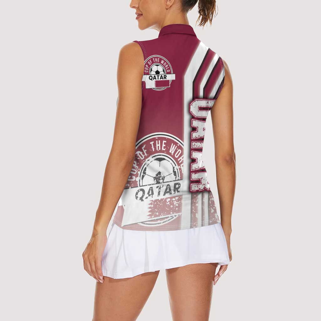 Qatar Football Women Sleeveless Polo Shirt The Maroons Soccer - Road To Champion - Wonder Print Shop