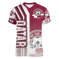Qatar Football Women V-Neck T-Shirt The Maroons Soccer - Road To Champion - Wonder Print Shop