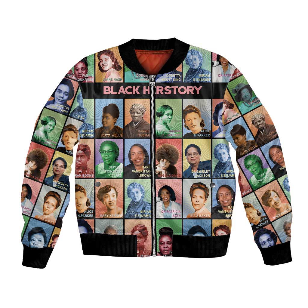 Black Herstory Bomber Jacket The History Of African Women - Wonder Print Shop