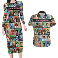 Black Herstory Couples Matching Long Sleeve Bodycon Dress and Hawaiian Shirt The History Of African Women - Wonder Print Shop