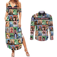 Black Herstory Couples Matching Summer Maxi Dress and Long Sleeve Button Shirt The History Of African Women - Wonder Print Shop