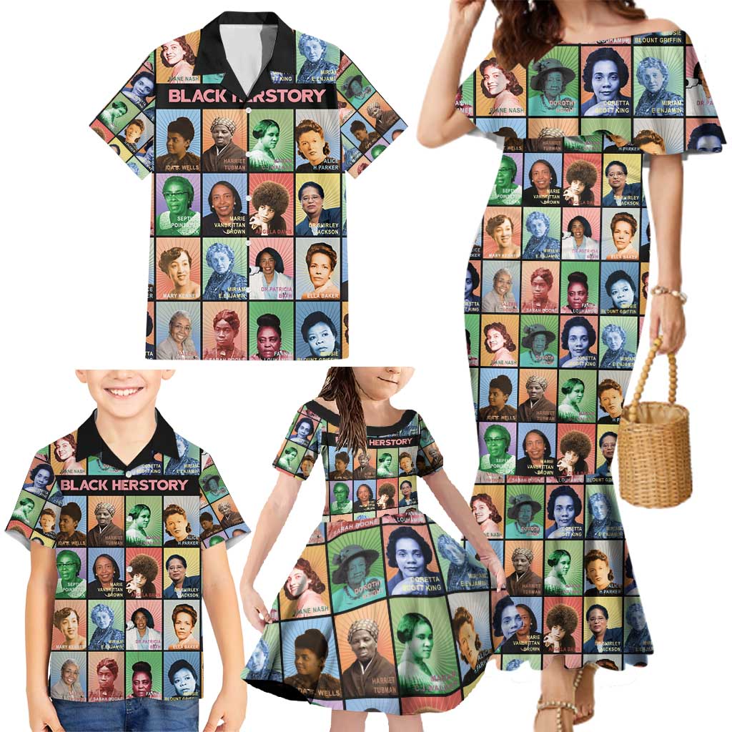 Black Herstory Family Matching Mermaid Dress and Hawaiian Shirt The History Of African Women - Wonder Print Shop