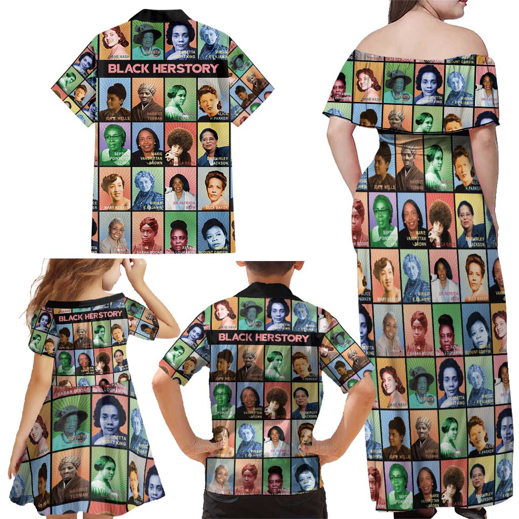 Black Herstory Family Matching Off Shoulder Maxi Dress and Hawaiian Shirt The History Of African Women - Wonder Print Shop