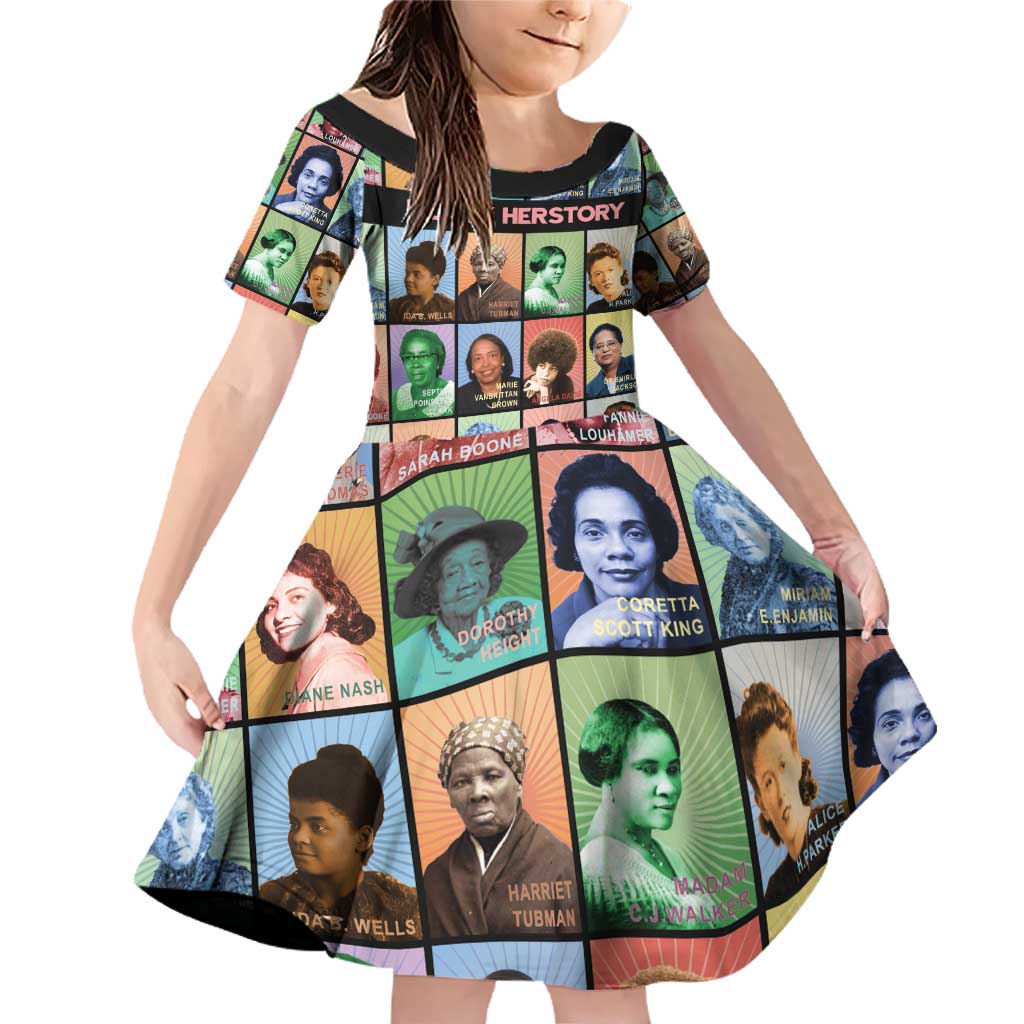 Black Herstory Family Matching Off Shoulder Short Dress and Hawaiian Shirt The History Of African Women - Wonder Print Shop