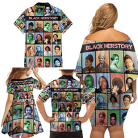 Black Herstory Family Matching Off Shoulder Short Dress and Hawaiian Shirt The History Of African Women - Wonder Print Shop