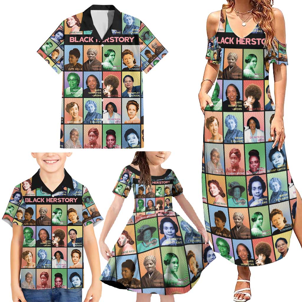Black Herstory Family Matching Summer Maxi Dress and Hawaiian Shirt The History Of African Women - Wonder Print Shop
