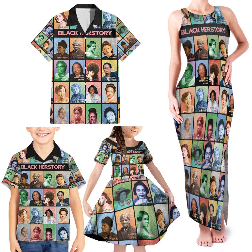 Black Herstory Family Matching Tank Maxi Dress and Hawaiian Shirt The History Of African Women - Wonder Print Shop