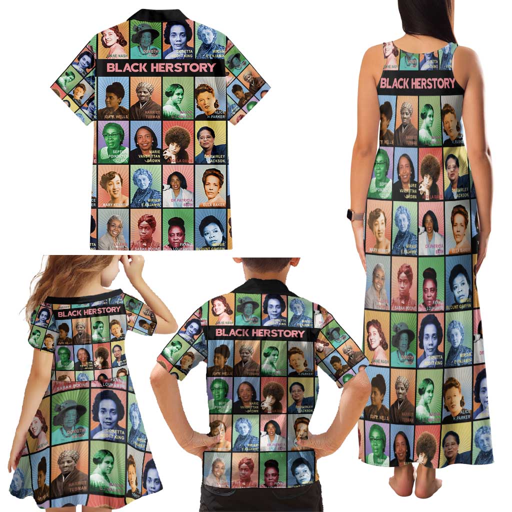 Black Herstory Family Matching Tank Maxi Dress and Hawaiian Shirt The History Of African Women - Wonder Print Shop